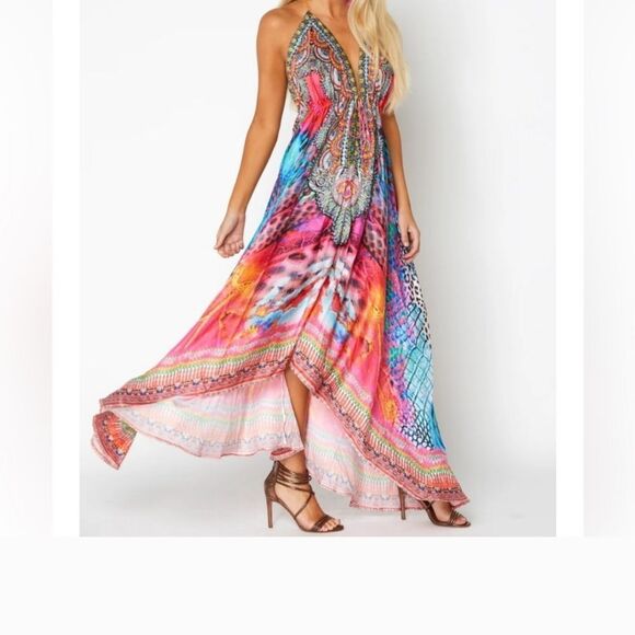 Ranee’s Miami Multicolor Animal Print Hawaiian Resortwear Halter  Dress NWOT  OS - Picture 1 of 11
